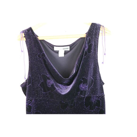 Necessary Objects Dress L Y2K 90s Purple Velvet Glitter Drape Neck Whimsigoth - Picture 2 of 8